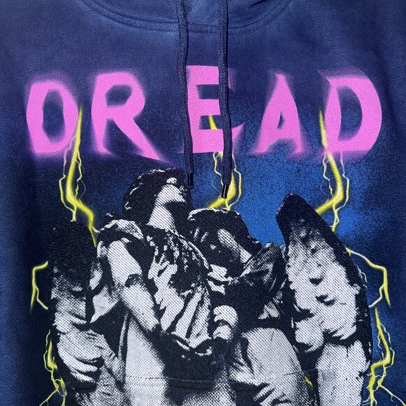 Hot Topic Dread Hoodie Size S Blue Graphic Sweatshirt Lightning Gothic - Picture 4 of 6